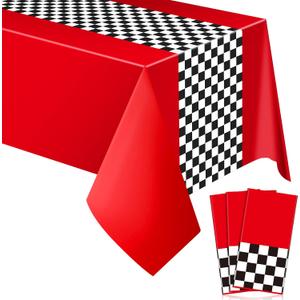 Car Birthday Party Supplies Racing Party Decorations Road Tablecloth Racetrack Table Runner Table Covers for Kids Boy Car Theme Birthday Favors, 54 x 108 Inch(Red, 5 Sheets)