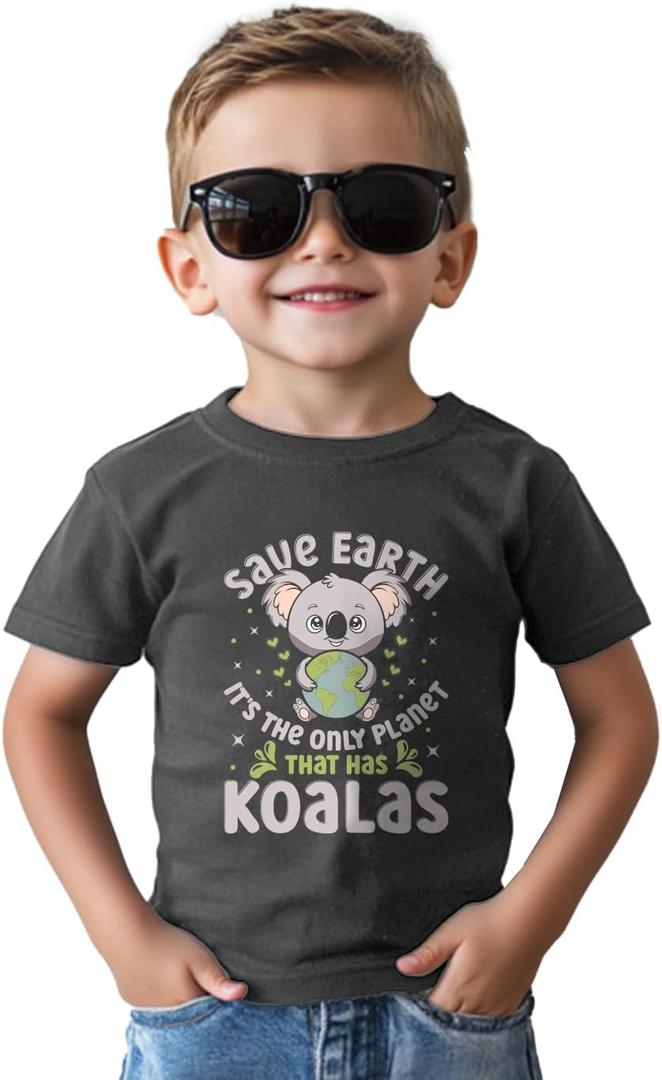 Toddler Boys Earth Shirt for Kids Girls Earth T-Shirts Tops Funny Graphic Tee Short Sleeve 2T-8Y (Black)