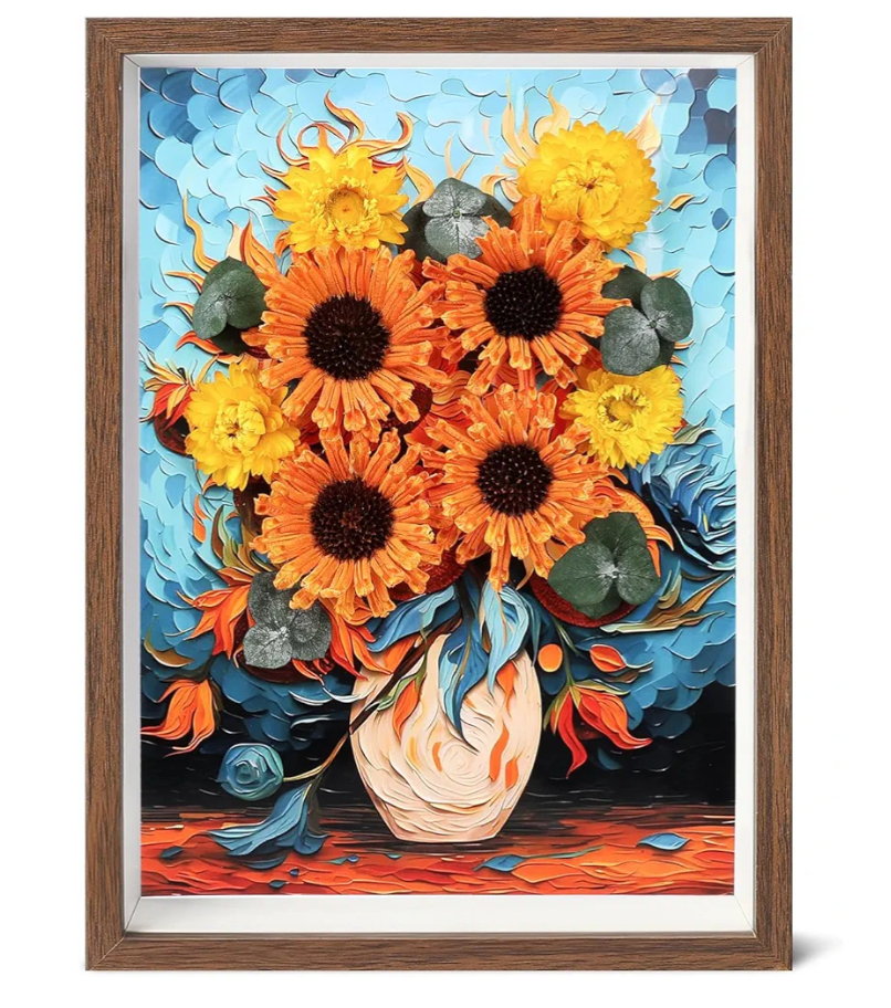 Gifts for Women Mom Preserved Flower Handmade Eternal Flowers Picture Frame Decor Christmas Birthday Anniversary Valentines Gift for Her Wife Girlfriend Framed 3D Textured Wall Tabletop Decoration