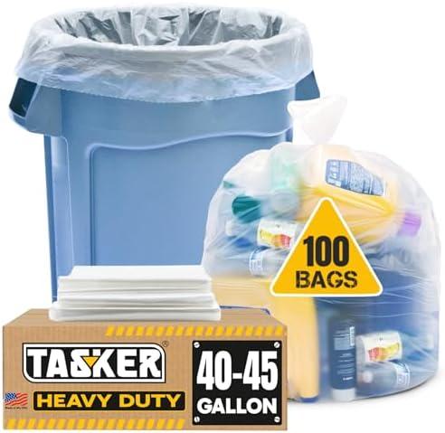 45 Gallon Clear Recycling Trash Bags, (Huge 100 Bags w/Ties) Extra Large Trash Bag Liners. 40 Gallon, 42 Gallon, 44 Gallon, 45 Gallon, 31 Gallon, 32 Gallon, 39 Gallon Clear Trash Can Liners