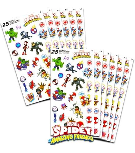 Spiderman Party Favors for Boys & Girls Bundle ~ 12 Pack Spiderman Sticker Sheets for Kids Birthday Party Goodie Bags | Spiderman Party Supplies