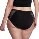 Thinx Ultra-Soft Hi-Waist Period Panties for Women, Leakproof, Reusable, Lace Trim, Holds Up to 12 Tampons (Black, M)