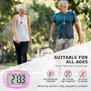 3D Step Counter Clip On with LED Backlight Pocket Pedometer for Walking Outdoor Activities Fitness Tracker Without Smartphone (PINK)