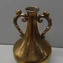 Deco 79 Metal Decorative Vase Weathered Vintage Amphora Centerpiece Vase with Ornate Scroll Handles, Flower Vase for Home Decoration 7" x 7" x 12", Gold