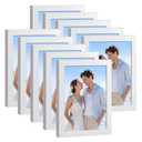 HappyHapi 4x6 Picture Frames Set of 10, Tabletop or Wall Display Pictures 3.5x5 with Mat or 4x6 Without, Multi Photo Frames Collage (White)