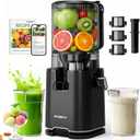 ECOSELF 3-in-1 Juicer Machines with 3 Filters (For Juice/Sorbet/Nut Milk), Slow Masticating Juicer With Wide Mouth Hopper For Vegetables & Fruits, Large Capacity, Juicer for Family (With Pusher) (Premium Black)