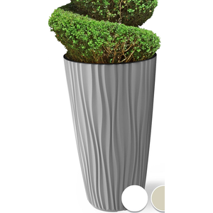 Mueller M-Resin Heavy Duty Tall Planter, Indoor/Outdoor Grande Plant, Tree, Flower Pot, 2-Piece Set, 24”, Modern Design, Built-in 