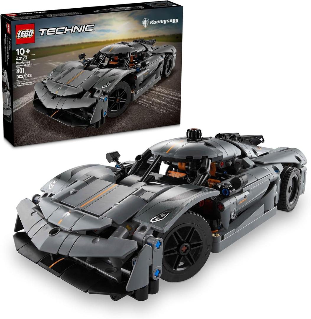 LEGO Technic Koenigsegg Jesko Absolut Grey Hypercar, Sports Car Building Toy Set for Boys and Girls, Vehicle Racing Car for Kids, Buildable Model Kit, Sports Car Toy, Motor Enthusiasts Gift, 42173