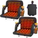 HOPERAN 21" 2pcs Dual-Sided Heated Stadium Seats for Bleachers with Back Support, 3 Levels Heating Stadium Seating for Bleachers Seat with Backrest, 5 Pockets Portable Stadium Chair for Outdoor (Black)