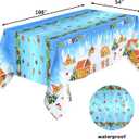 Fancy Land Christmas Tablecloths 3 Pack Gingerbread House Table Cover Snow Disposable Tablecloths Christmas Party Decoration