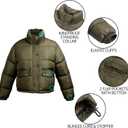Women's Winter Cropped Puffer Jacket Coat Short Warm Quilted Fashion Jacket (Green, M)