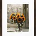 eletecpro 11x14 Walnut Wood Picture Frame with 2 Mats, Display One 8x10 or Five 4x6 Photos, Fits 11x14 Without Mat, Brown Solid Wooden Frame for Wall or Tabletop, Rustic Decor