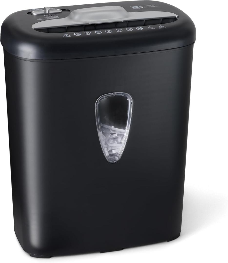 Amazon Basics 8 Sheet Cross Cut Paper and Credit Card Shredder with 4.1 Gallon Bin, Black