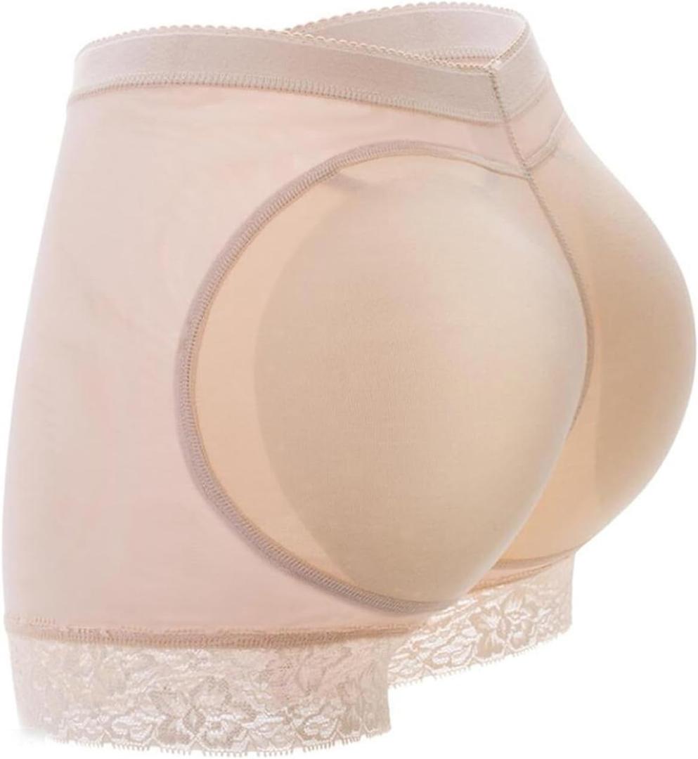 Womens Fake Buttock Briefs Butt Lifter Padded Control Panties Hip Enhancer Underwear Shapewear Boyshort (Small, Beige)
