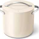 Caraway Stock Pot - 12 Qt Ceramic Coated With Lid - Free From Forever Chemicals - Large for Bigger Batches - Cream
