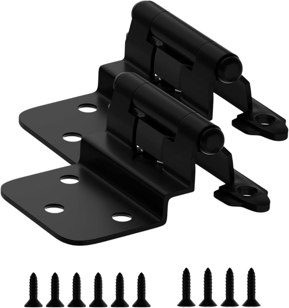 20 Pack 10 Pairs 3/8" Inset Kitchen Cabinet Door Hinges, Semi-Concealed Hinges, Self-Closing Cabinet Hinges with Mount Screws (Matte Black)