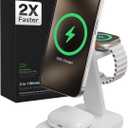 Mophie Snap+ 3-in-1 Wireless Charging Stand - MagSafe & Qi2 Certified, Compatible w/iPhone 17/16/15/14/13/12, Apple Watch, AirPods - Multi-Device Magnetic Charging Station, Eco-Friendly Design, White