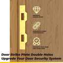 Door Strike Plate Reinforcement Plate for Exterior Interior Door Deadbolt Fix Door Frame Door Jamb, Latch Reinforcement Plate Security Striker for Use with 5-1/2 to 6 Hole, Steel, Brass, 1 Pack