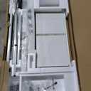 Marsail Glass Standing Desk with Drawer, 48 x 24 inch Electric Standing Desk, Height Adjustable Desk with One-Piece Tabletop & USB Charging Ports, Sit Stand Desk with Storage for Home & Office White