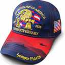 250th Anniversary Patriotic Baseball Cap, Embroidered USA Flag Hat, Adjustable Cotton Cap for Men Women, American Heritage Gift for Independence Day and Veterans Day Dark Blue