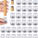 32pcs Chair Leg Floor Protectors,Bar stools Leg Protectors Caps,Dining Room Table Chair Leg Protectors for Hardwood Floors, Chair Leg Covers Silicone Felt Furniture Pads (Small fit: 0.9'' - 1.29'') (Universal Small, Clear-32pcs)