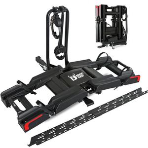 Eco Pro Upgraded 200lbs EBike Rack with Ramp for 2 E-Bikes, Hitch EBike Rack for Cars SUVs Trucks, Foldable Tilting Bike Rack Platform for Tow Hitch 2" Receiver, E-Bike Carrier Fits up to 5" Fat Tire
