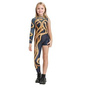 Kids Gold Snake Bodysuit Outfit for Girls Boys Celebrity Party Concert Cosplay Costume, 9-10 Y, 150cm