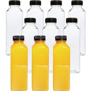 10pcs 16oz Plastic Juice Bottles, Juice Containers with Lids, Clear Bulk Beverage Containers for Juicing, Smoothie and Homemade Beverages.