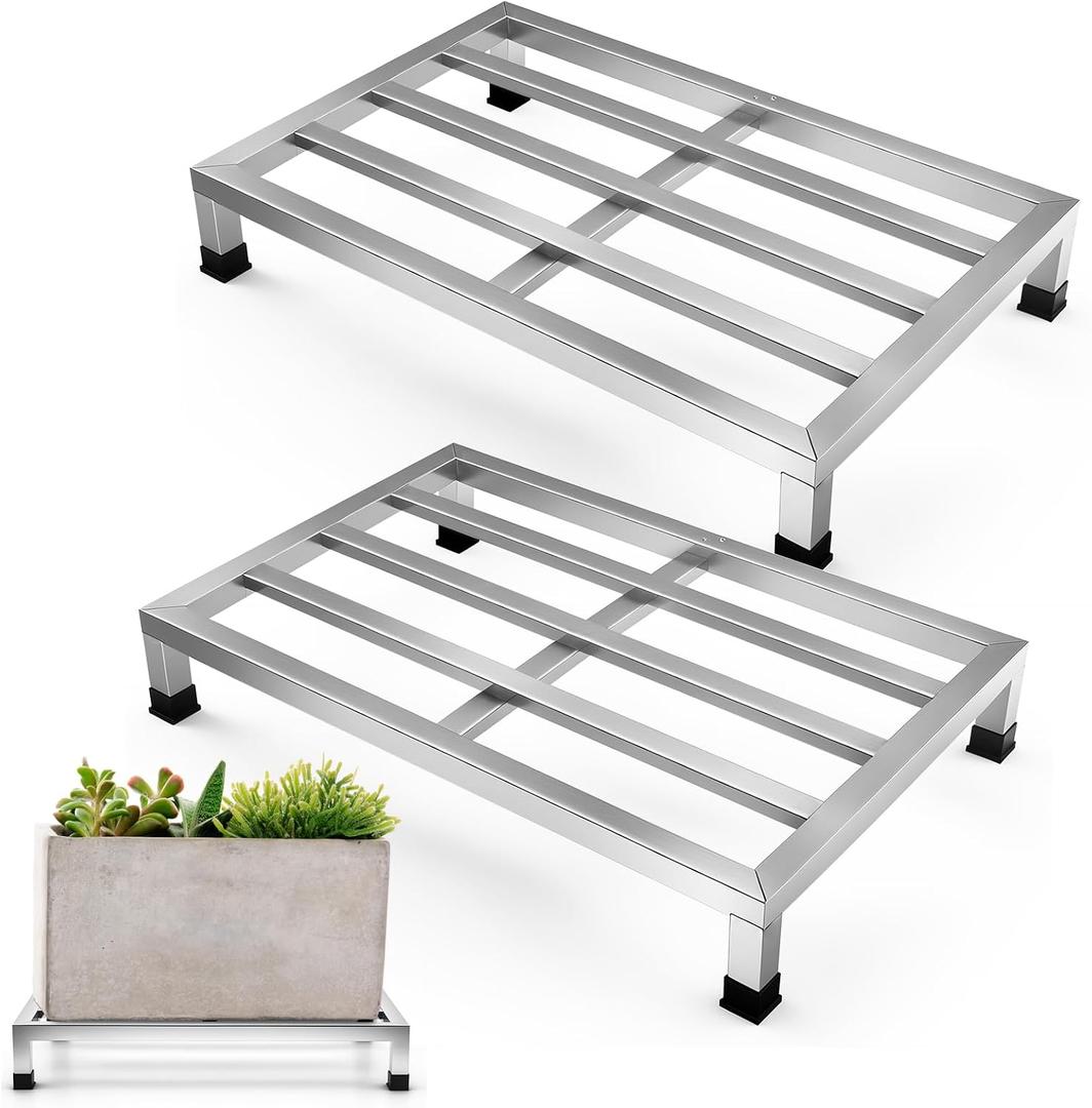 MorningRo 2 Pack Dunnage Rack 23.6" Long x 15.8" Wide, 4" Height Stainless Steel Dunnage Rack 1000 lbs Capacity Storage Commercial Food Service Storage in Restaurant Kitchens Shop