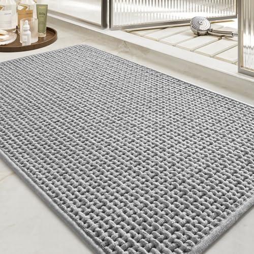 tchdio Soft Chenille Bath Mat-Super Absorbent Bathroom Mat Quick Dry- Rubber Backed Bath Mats for Bathroom Floor Non Slip- Machine Washable Bathroom Rugs Front of Bathtub,Shower Room, (1'5" x 4'11")