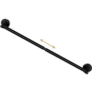 H.VERSAILTEX 1 PACK Magnetic Curtain Rods for Metal Doors 16" to 28", 1/2 Inch Diameter Adjustable French Door Curtain Rod for Classroom Whiteboard Magnetic Cafe Rod Towel Bar Holder, Black