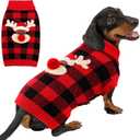 Dog Christmas Sweater Cute Dog Christmas Outfit with 3D Reindeer Pattern Soft Warm Turtleneck Knitted Pet Clothes Cold Weather Puppy Clothes, XL
