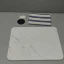 Stone Drying Mat for Kitchen Counter  Diatomaceous Earth Dish Drying Stone (White Marble)  Modern Countertop Drying Rack  Water Absorbent, Heat Resistant, Non-Slip Kitchen Mat with Towel (16"x12")