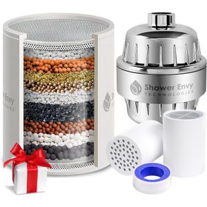 Shower Envy 15-Stage Shower Filter  High-Pressure Filtered Shower Head with Vitamin C & E  Removes Impurities for Healthier Skin & Hair  Universal Fit for All Showers