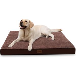 Waterproof Dog Bed Medium Size Dog Orthopedic Dog Beds for Crate with Removable Washable Cover Egg-Crate Foam Pet Pad Mat with Anti-Slip Bottom, 35x22 Inch, Brown