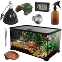 Reptile Glass Terrarium Kit(8 Pieces) 12 * 8 * 6 in, Amphibian Tank Starter Kit, Suitable for Small Reptiles Such as Geckos, Snakes, Lizards, Chameleons,Serpents(12 * 8 * 6 inchs)