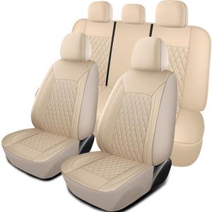 Seat Covers for Cars,Breathable and Waterproof Car Seat Covers,Premium Automotive Airbag Compatible Universal Fit for Cars Sedans SUVs Vans and Trucks (Full Seat,Beige,N1)