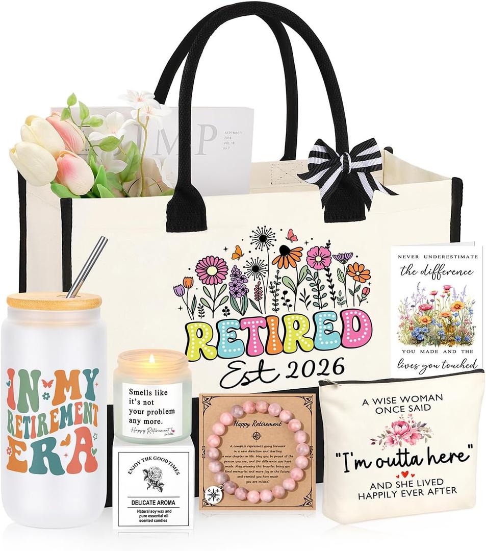 Retirement Gift for Woman 2026, Teacher Coworker Mom Grandma Retirement Gifts for Women Set of 6