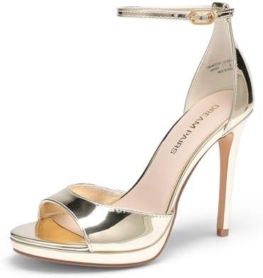 DREAM PAIRS Women’s Single Strap Stiletto Heels, 9.5, NUDE
