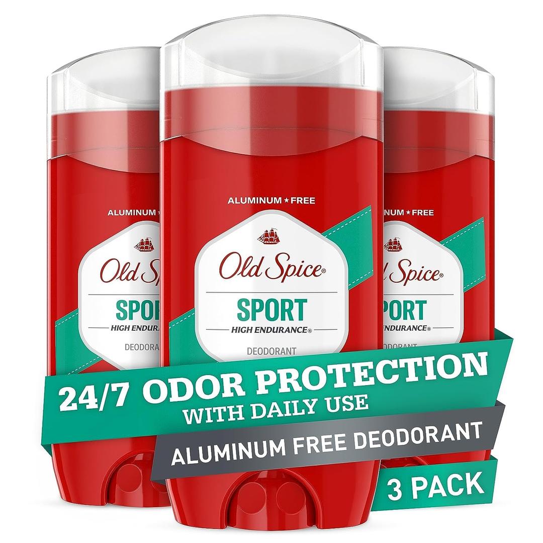 Old Spice Aluminum Free Deodorant For Men, High Endurance, 24/7 Sweat Defense & Odor Protection, 24/7 Freshness & Lasting Scent, Sport Scent, 3.0 oz (Pack of 3)