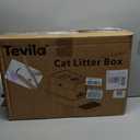 Extra Large Stainless Steel Litter Box with Lid, High Sided Enclosed Metal Cat Litter Pan, Dog Proof Front Entry Top Exit, Odor Control Easy Clean Leak Proof, Includes Scoop & Step, Light Gray
