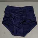 RELLECIGA Women's High Waisted Bikini Bottom Tummy Control Ruched Full Coverage Swim Bottom (Navy Blue, Small)