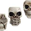 Gerrit 3PCS Skull Head Flower Pots Gothic Skeleton Planter Container Office Planter Succulent Plant Organizer Halloween Ornament