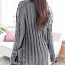 Goranbon Women's Cable Knit Cardigan Long Sleeve Open Front Button Down Knitwear Sweater Coat (S)