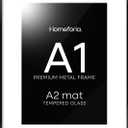 Homeforia A1 Poster Frame Black, High End Metal 23.4 x 33.1 inch Large Picture Frames with Mat 16.5 by 23.4 for Photo, A1 Size Frames Matted to A2 Print, 23.4x33.1 Thin Frame, Tempered Glass, Set of 1