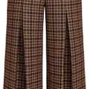 SOLY HUX Women's Plus Size Plaid Pants High Waisted Wide Leg Pants Work Office Trousers (XX-Large Plus)