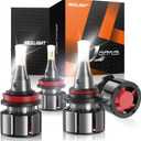 SEALIGHT 9005 H11 Bulbs Combo, 92000LM 800% Brightness 9005/HB3 High H11 High Low Beam Bulbs, 6000K Cool White with Silent Fan, IP68, 360 Adjustable, L2 Powersports Headlight Bulbs, Pack of 4