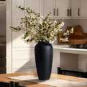 Tall Black Ceramic Vase for Flowers, 13 Large Matte Black Vase for Home Decor, Rustic Modern Pottery Vase for Pampas Grass, Entryway, Dining Table and Living Room Centerpieces