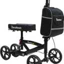 Steerable Knee Walker Deluxe Medical Scooter for Foot Injuries Compact Crutches, with Dual Rear on-Wheel Brake and Shock Absorption Under The Knee pad, Black