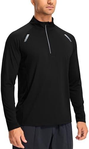 Libin Men's Running Shirts Long Sleeve Pullover Quarter Zip Athletic Workout Shirts Casual Lightweight Stretch UPF 50+, XXL
